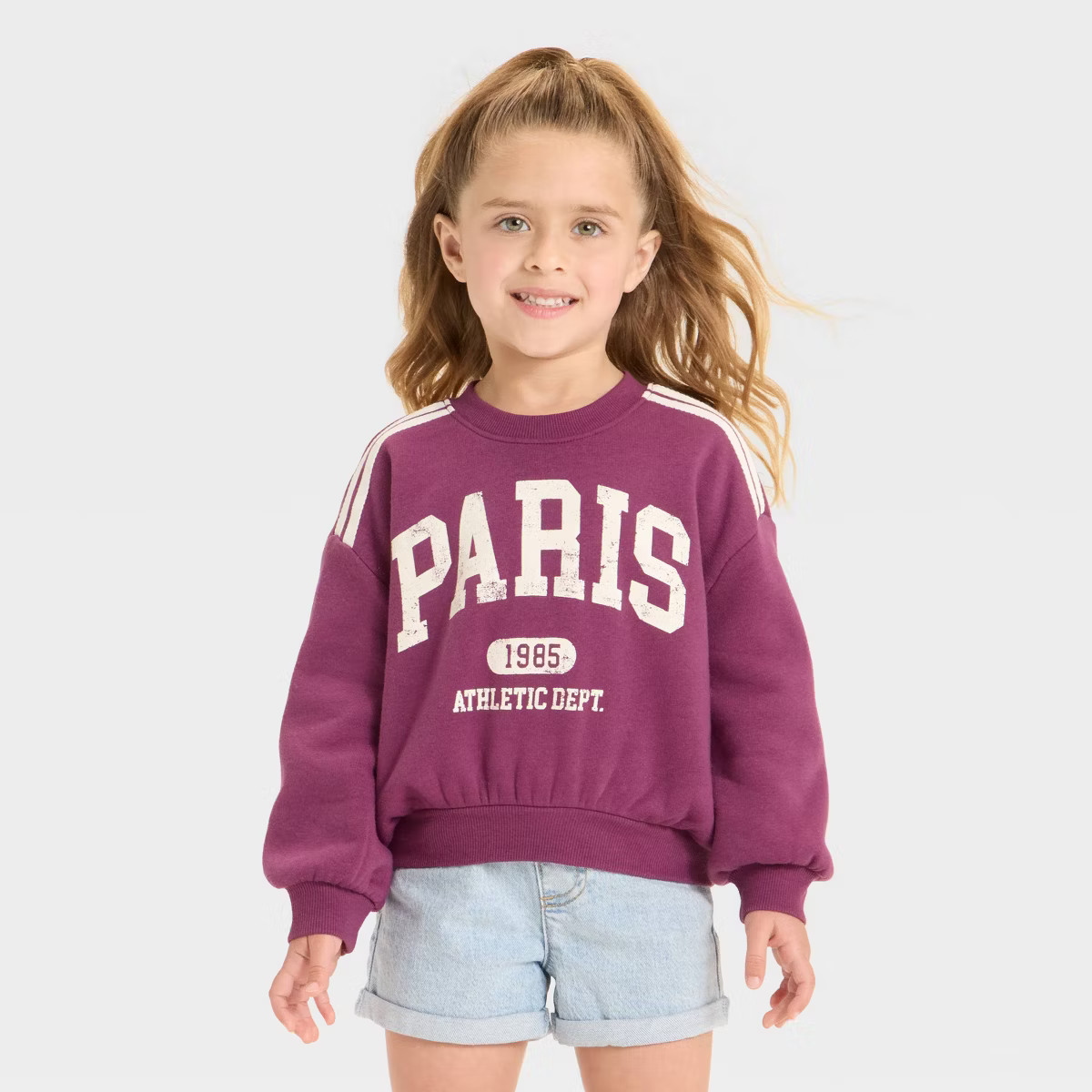 Grayson Mini Toddler Girls' Paris French Terry Crew Sweatshirt - Red | Target
