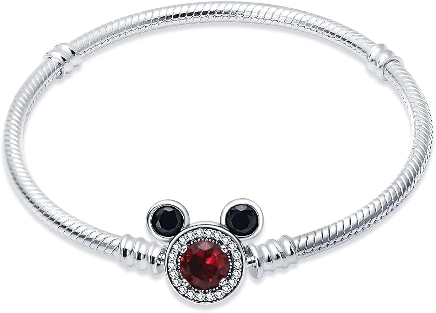 HappyStar 925 Sterling Silver Snake Chain Bracelet Fully compatible with Pandora charms, With Mic... | Amazon (US)