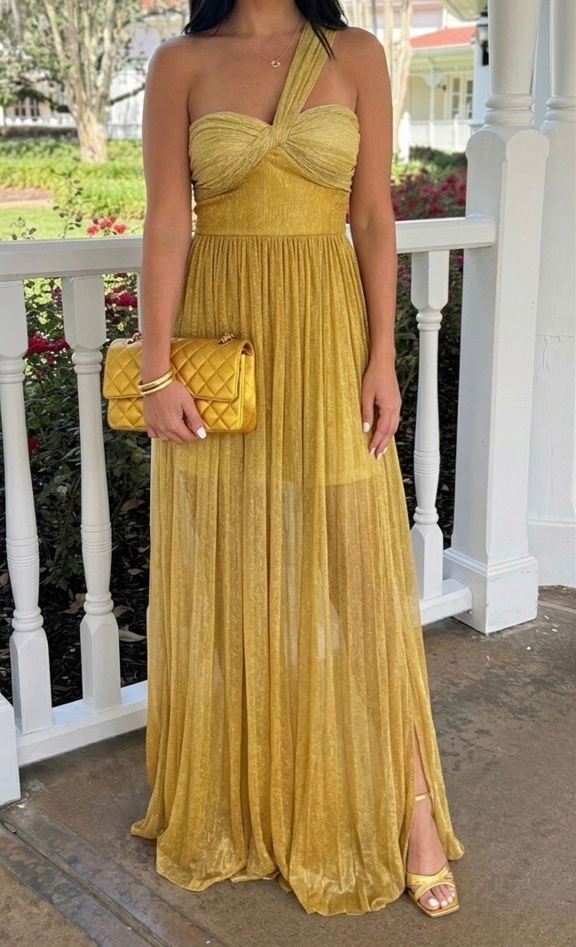 Idalia Metalllic Ombré One-Shoulder Gown runs true to size 