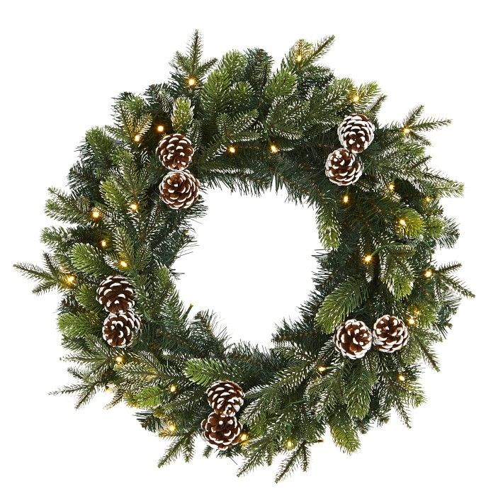 Snowed Pinecone Faux Christmas Wreath, 24&quot; | Williams-Sonoma