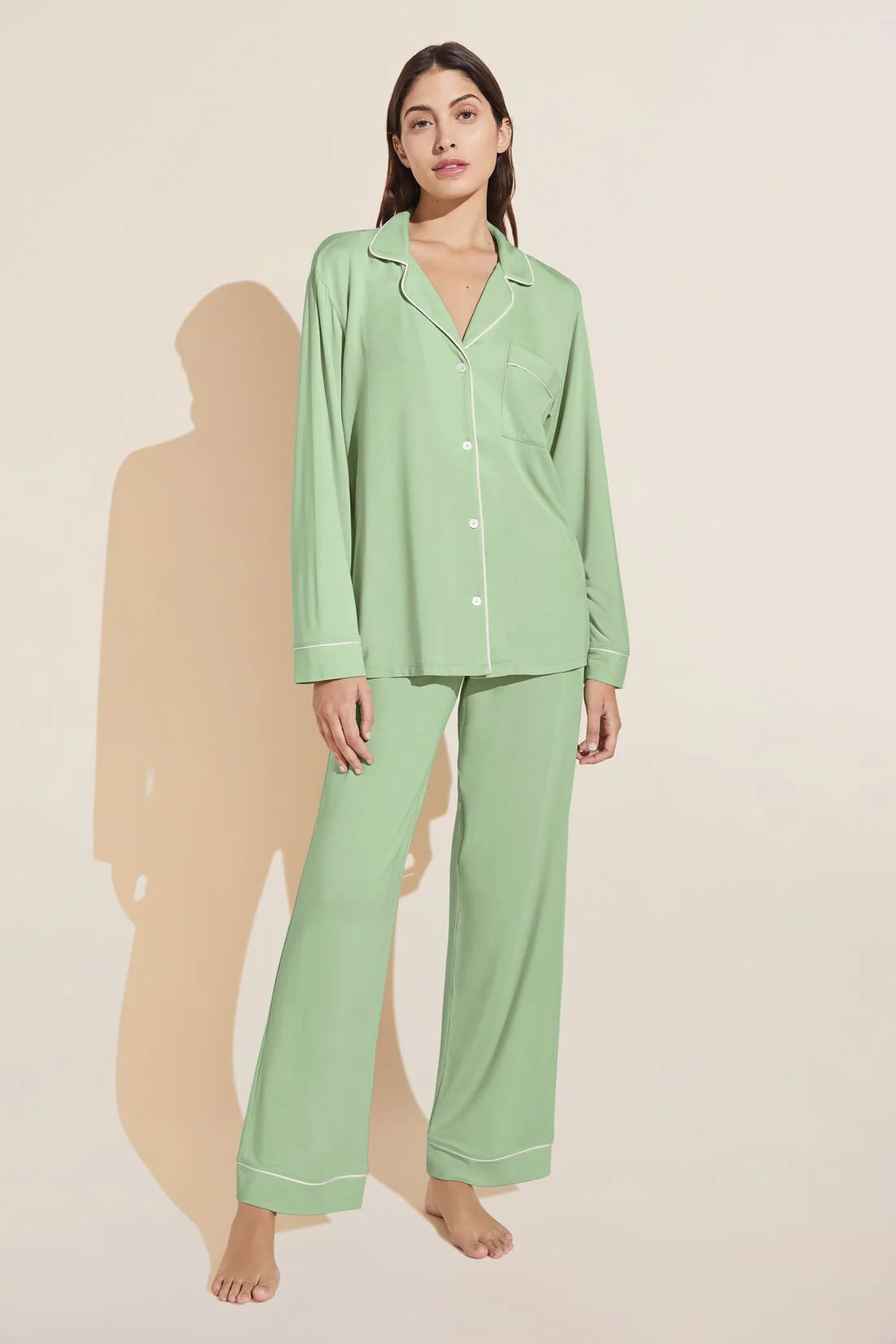 Gisele TENCEL™ Modal Long PJ Set - Pistachio/Ivory | Eberjey
