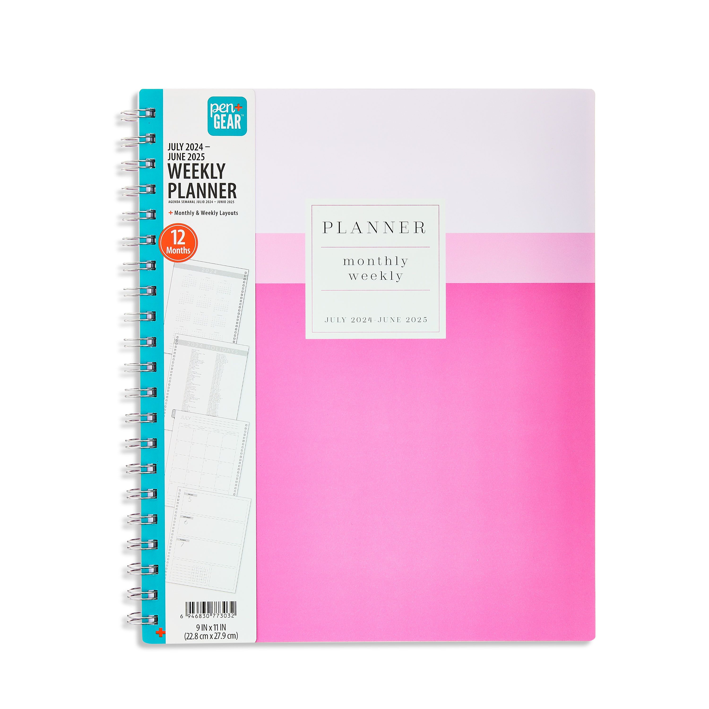 Pen+Gear 12-Month Weekly Planner, Pink Stripes, 9" x 11", July 2024-June 2025 | Walmart (US)