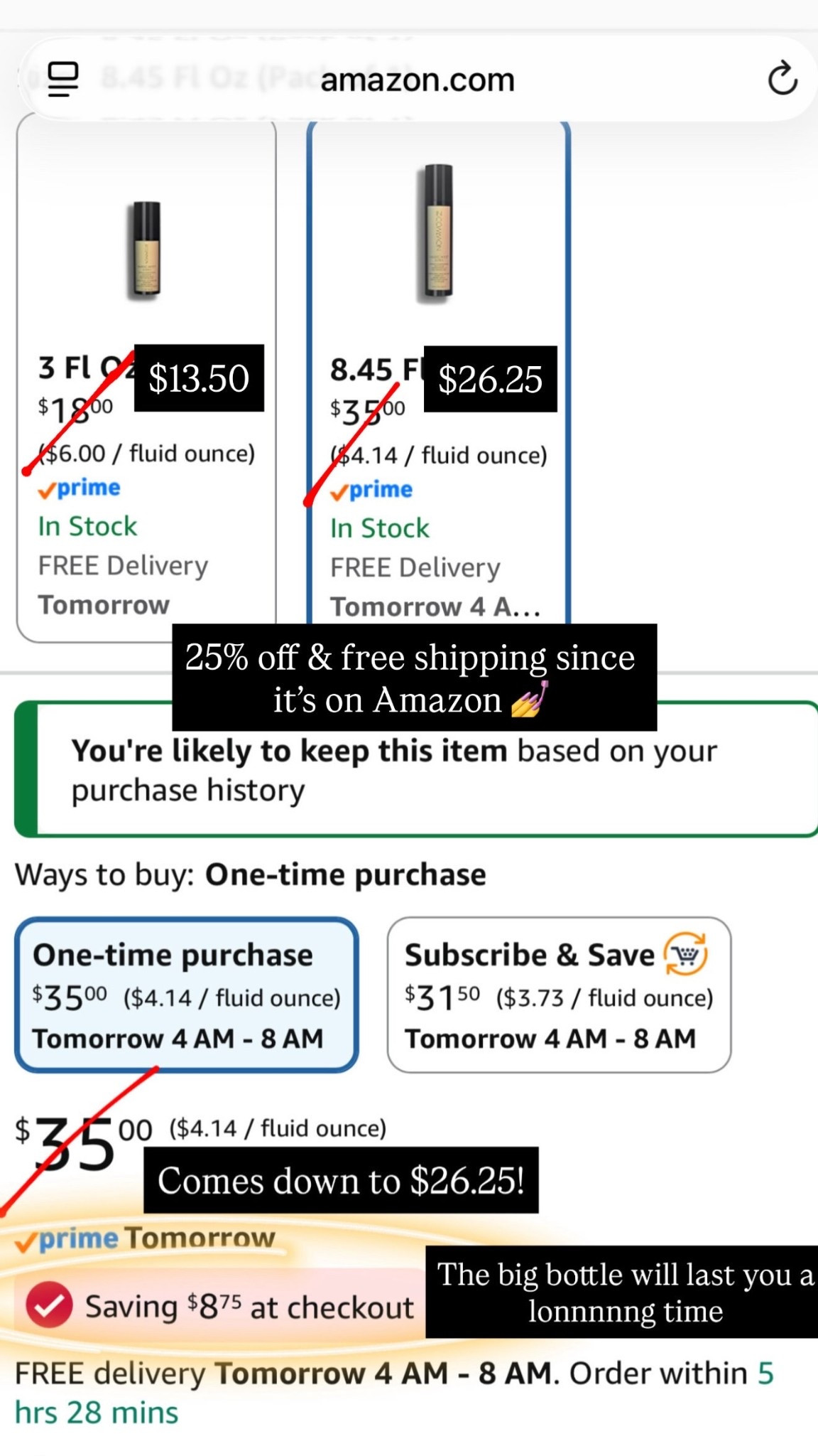 $13.50 $26.25 25% off & free shipping since it’s on Amazon 💅