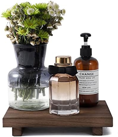 Small Bathroom Counter Organizer Wooden Decorative Trays Rectangular Cosmetic Holder for Kitchen,... | Amazon (US)