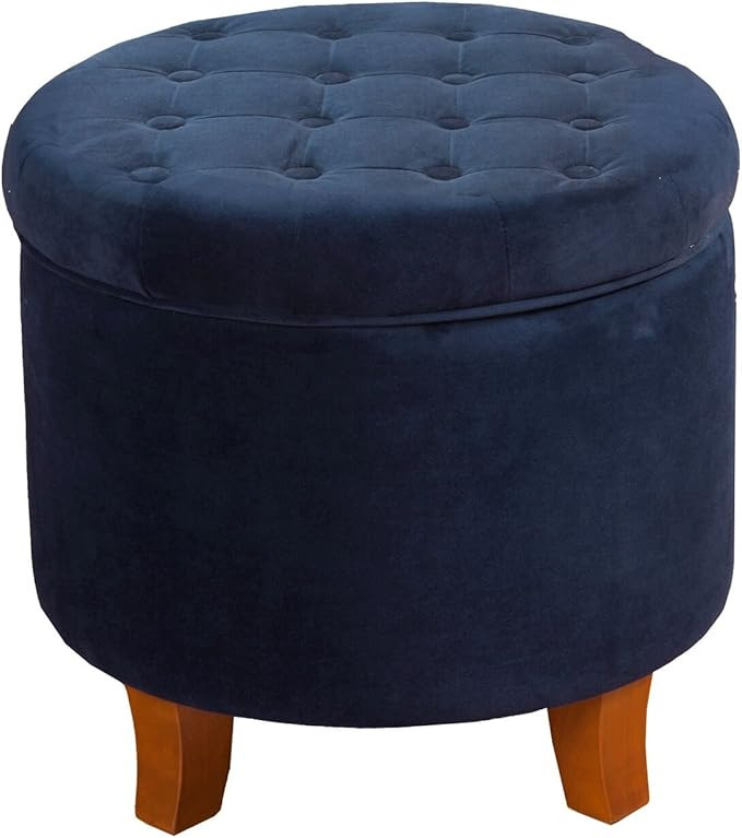 HomePop by Kinfine Fabric Upholstered Round Storage Ottoman - Velvet Button Tufted Ottoman with R... | Amazon (US)