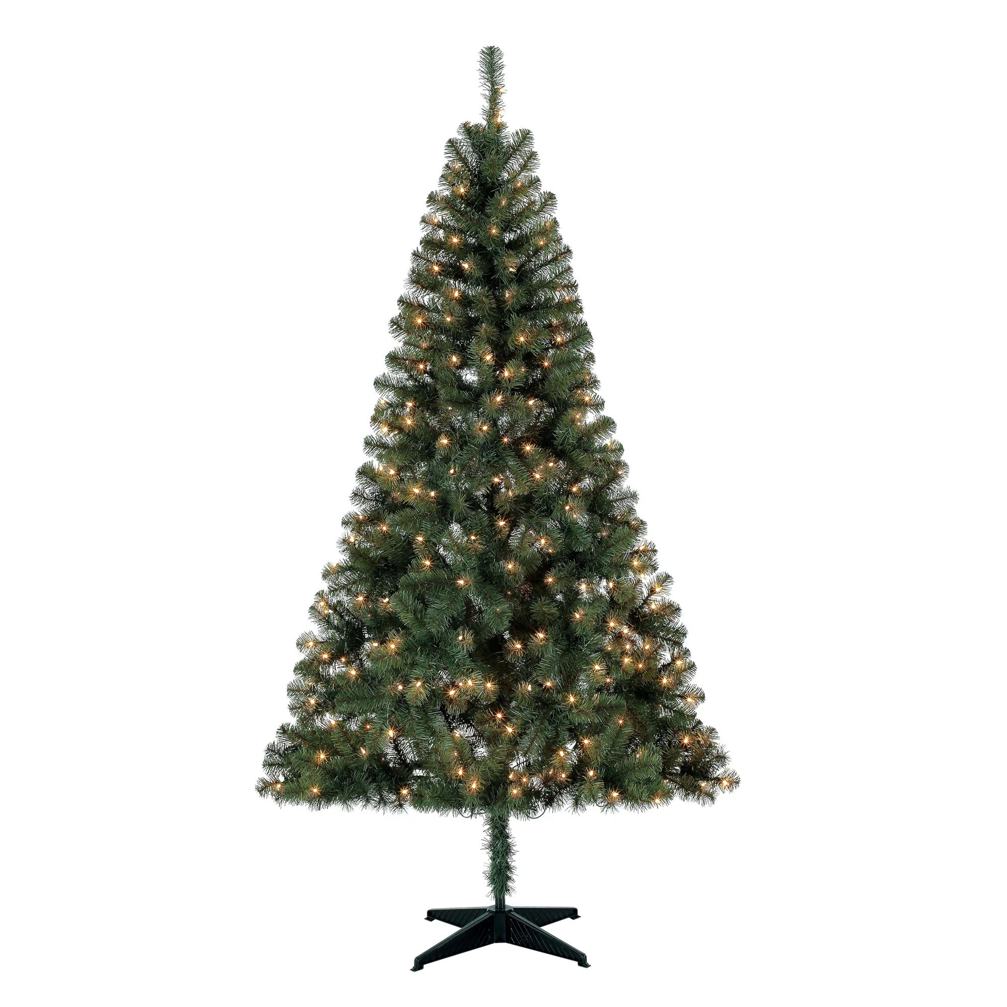 Holiday Time Pre-Lit 6.5' Madison Pine Green Artificial Christmas Tree, Clear-Lights - Walmart.co... | Walmart (US)