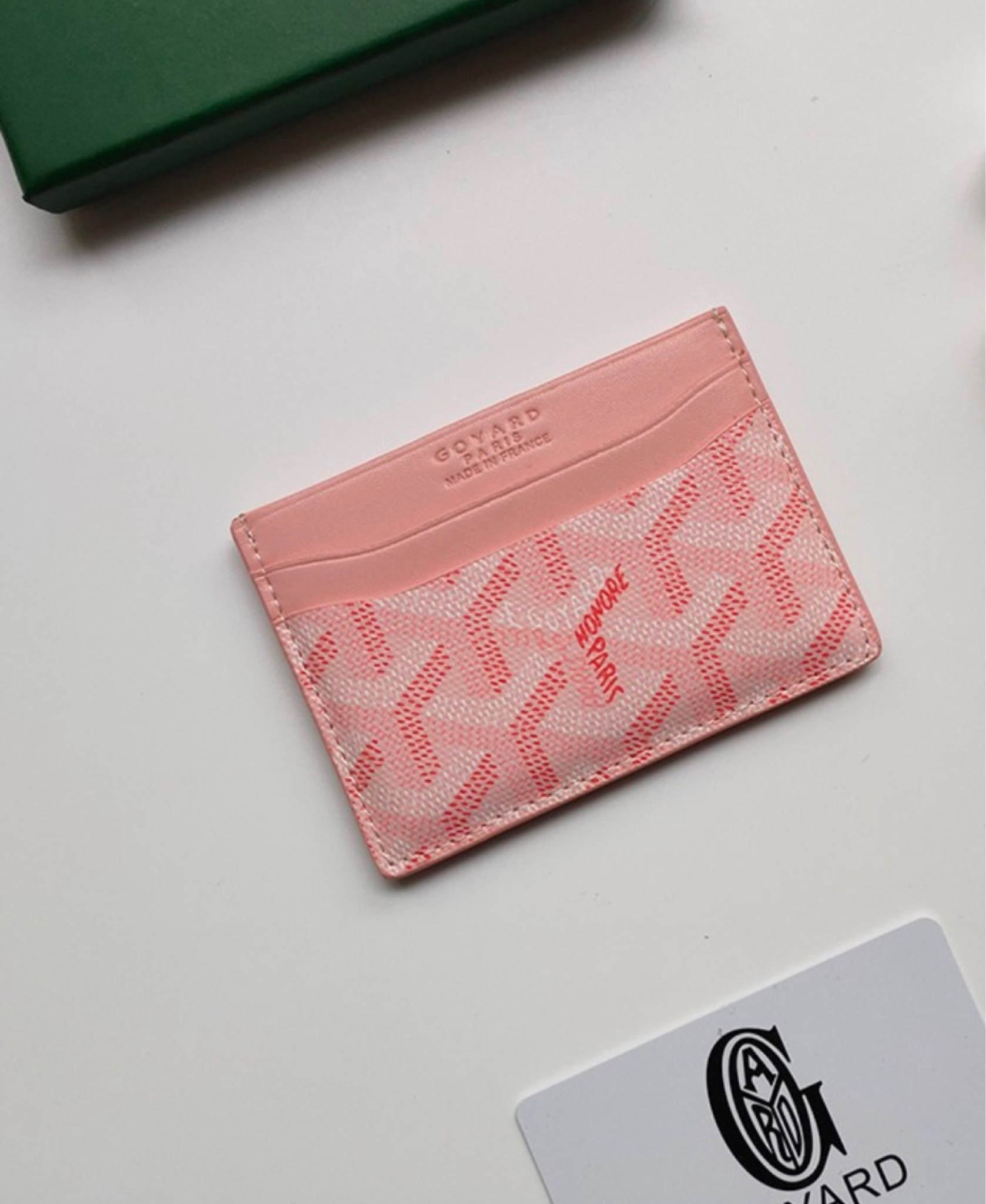 Goyard card shop holder pink