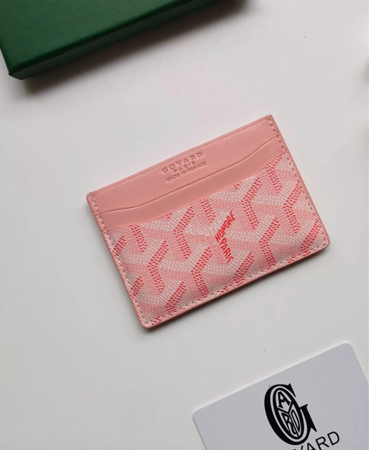 goyard card holder pink