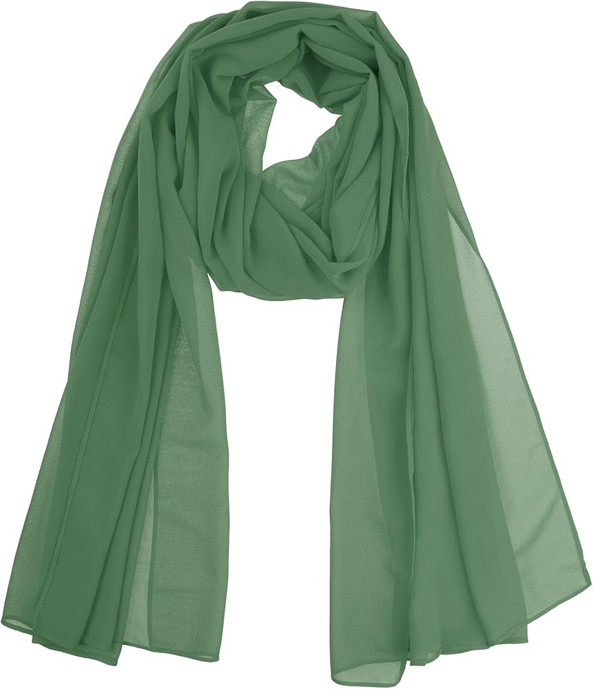 Women's Solid Chiffon Scarf, Lightweight Soft Sheer Long Head Wrap Shawl Scarves for All Season | Amazon (US)