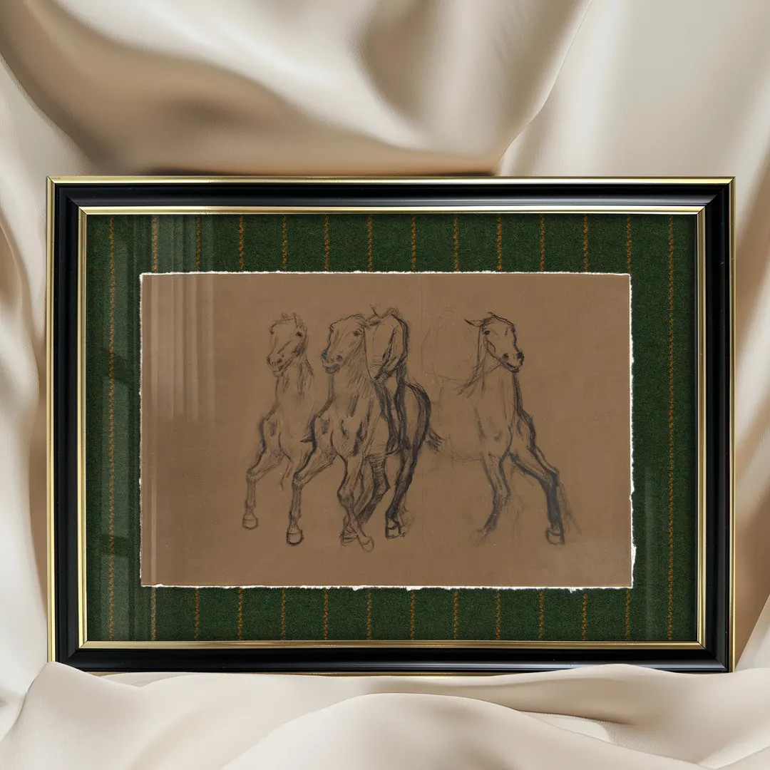 Framed Vintage Horse Sketch Giclée Art Print, Black & Gold Frame (12.6” x 9,3”) | Etsy (US)