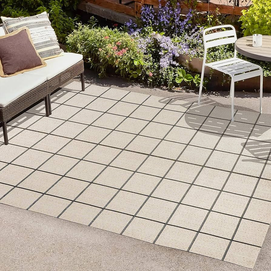 JONATHAN Y SMB200A-3 Grid Modern Squares Indoor Outdoor Modern Contemporary Transitional Area Rug... | Amazon (US)
