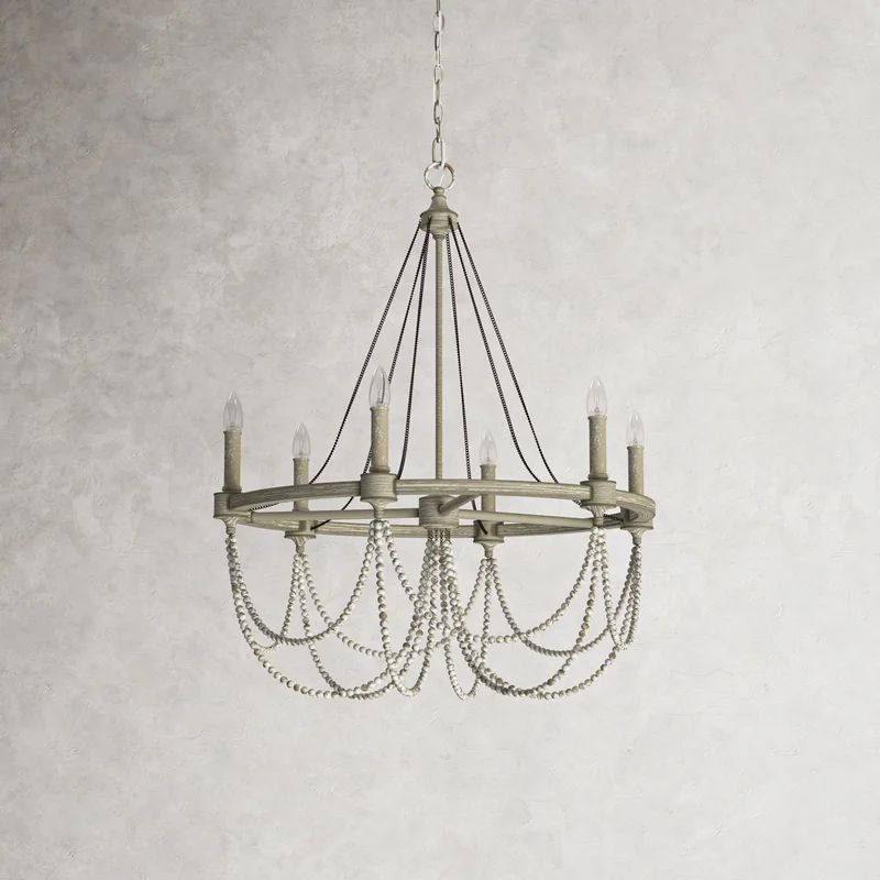 Ved 6 - Light Candle Style Wagon Wheel Chandelier | Wayfair Professional