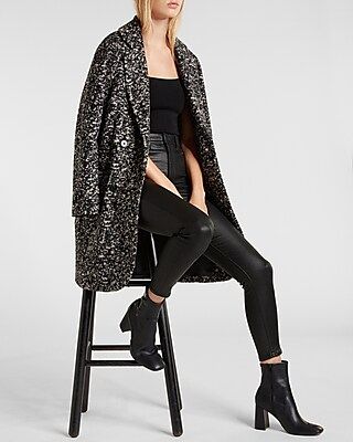 Wool-Blend Abstract Pattern Coat | Express