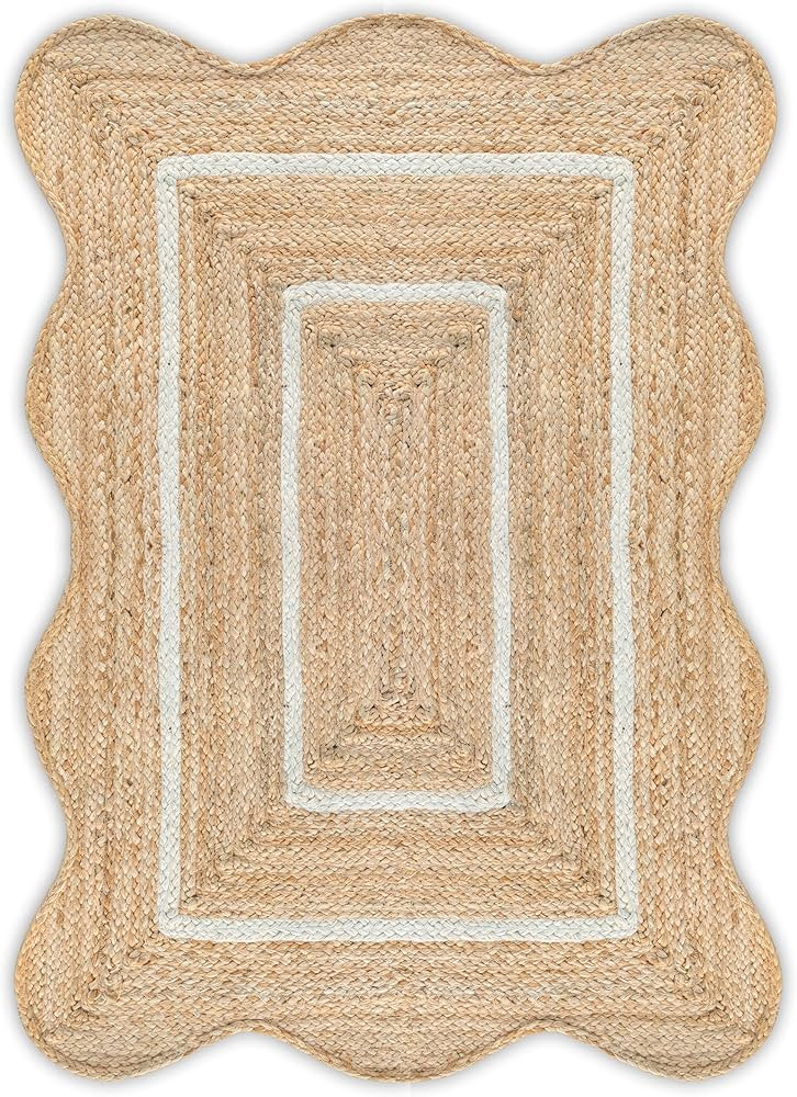 Amazon.com: Weaving Village Wave Scalloped Natural Jute Rug Boho Jute Rug Entryway Runner Rug Far... | Amazon (US)