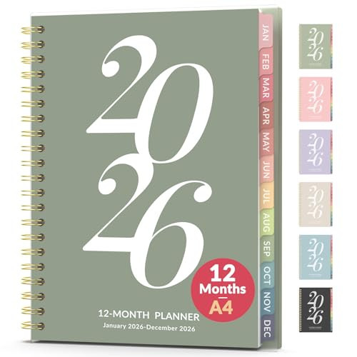 Forvencer 2026 Planner Weekly and Monthly, Jan - Dec 2026, 8.5” x 11”, Large Agenda Planner for Women, Aesthetic Calendar Planner with Spiral Bound, Month Tab, Flexible Cover for School Office, Green | Amazon (US)