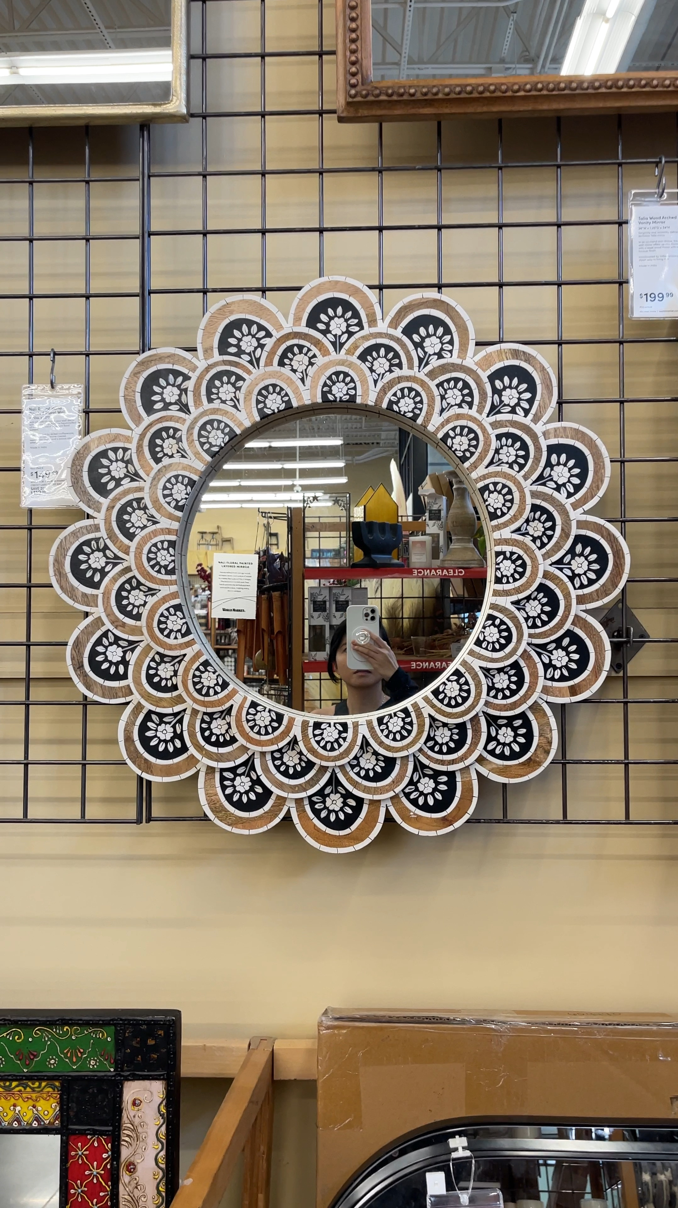 Elevate your walls with this stunning round accent mirror! 🖤✨ Handcrafted from mango wood with a radiant floral design and hand-painted for a dimensional look, it brings warmth and jubilant charm to any space. Perfect for complementing textiles and pottery for a boho-chic, curated vibe. 🌿 Linked more unique mirror styles to inspire your decor!

#LTKSaleAlert #LTKWatchNow #LTKHome