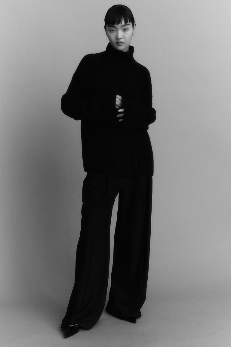Rib-knit turtleneck jumper - Black - Ladies | H&M | H&M (UK, MY, IN, SG, PH, TW, HK)