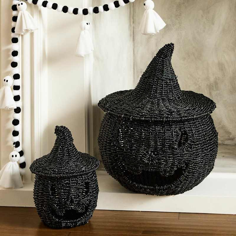 Happy Haunting Seagrass & Metal Pumpkin, 17" | At Home