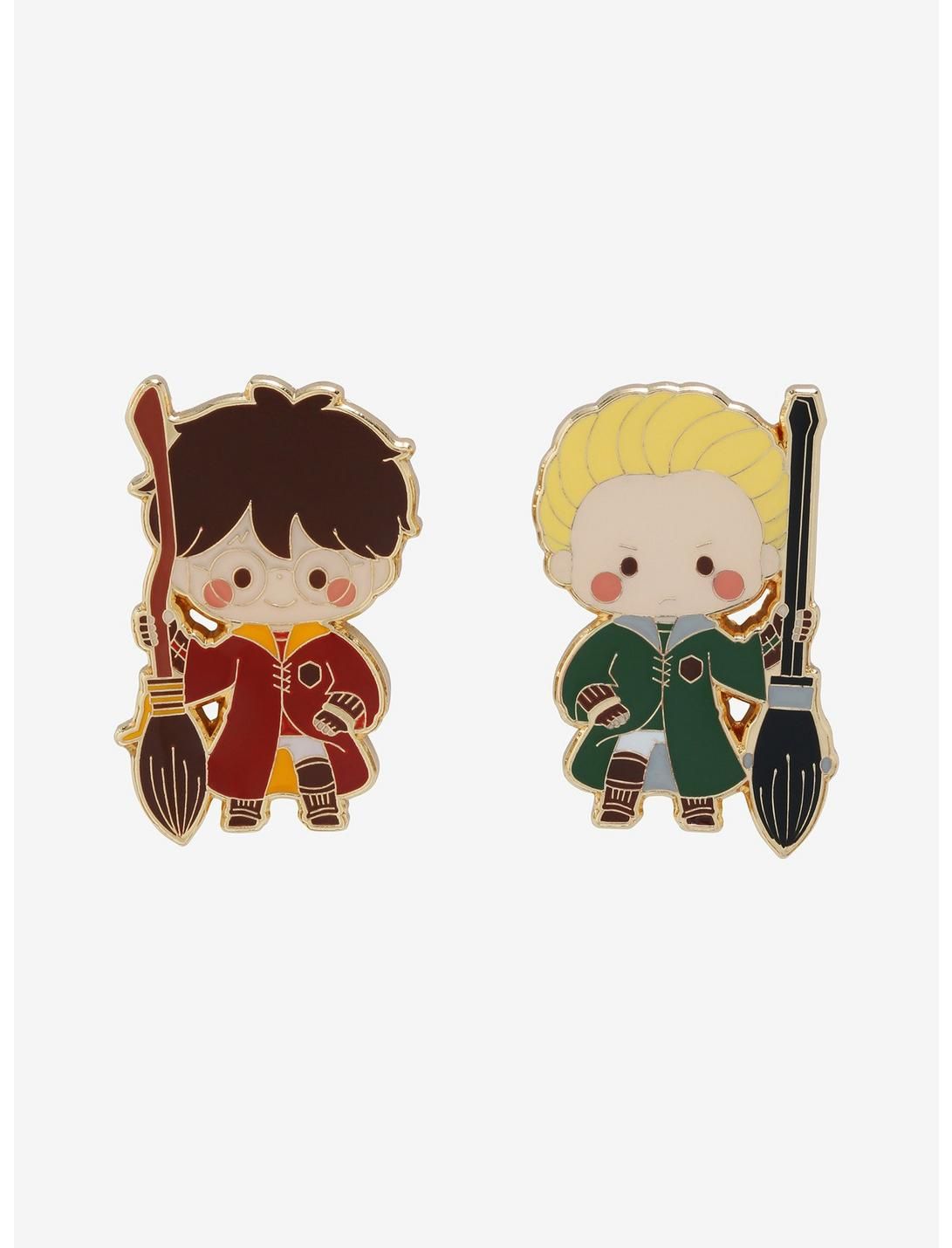 Loungefly Harry Potter Chibi Harry & Draco Quidditch Enamel Pin Set - BoxLunch Exclusive | BoxLunch