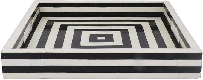 Handicrafts Home 12" x 12" Concentric Art Inspired Decorative Trays Black & White | Amazon (US)