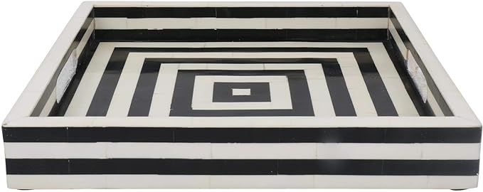 Handicrafts Home 12" x 12" Concentric Art Inspired Decorative Trays Black & White | Amazon (US)