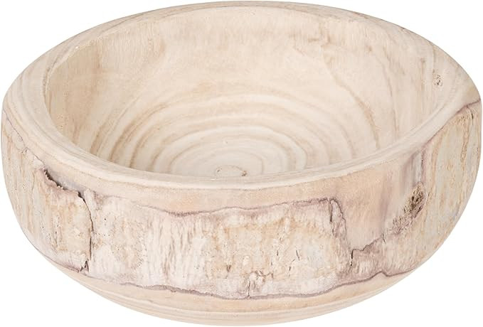 Bloomingville Decorative Hand-Carved Paulownia Wood Bowl, Whitewashed, 10.5 in Diameter, 4.25 in ... | Amazon (US)