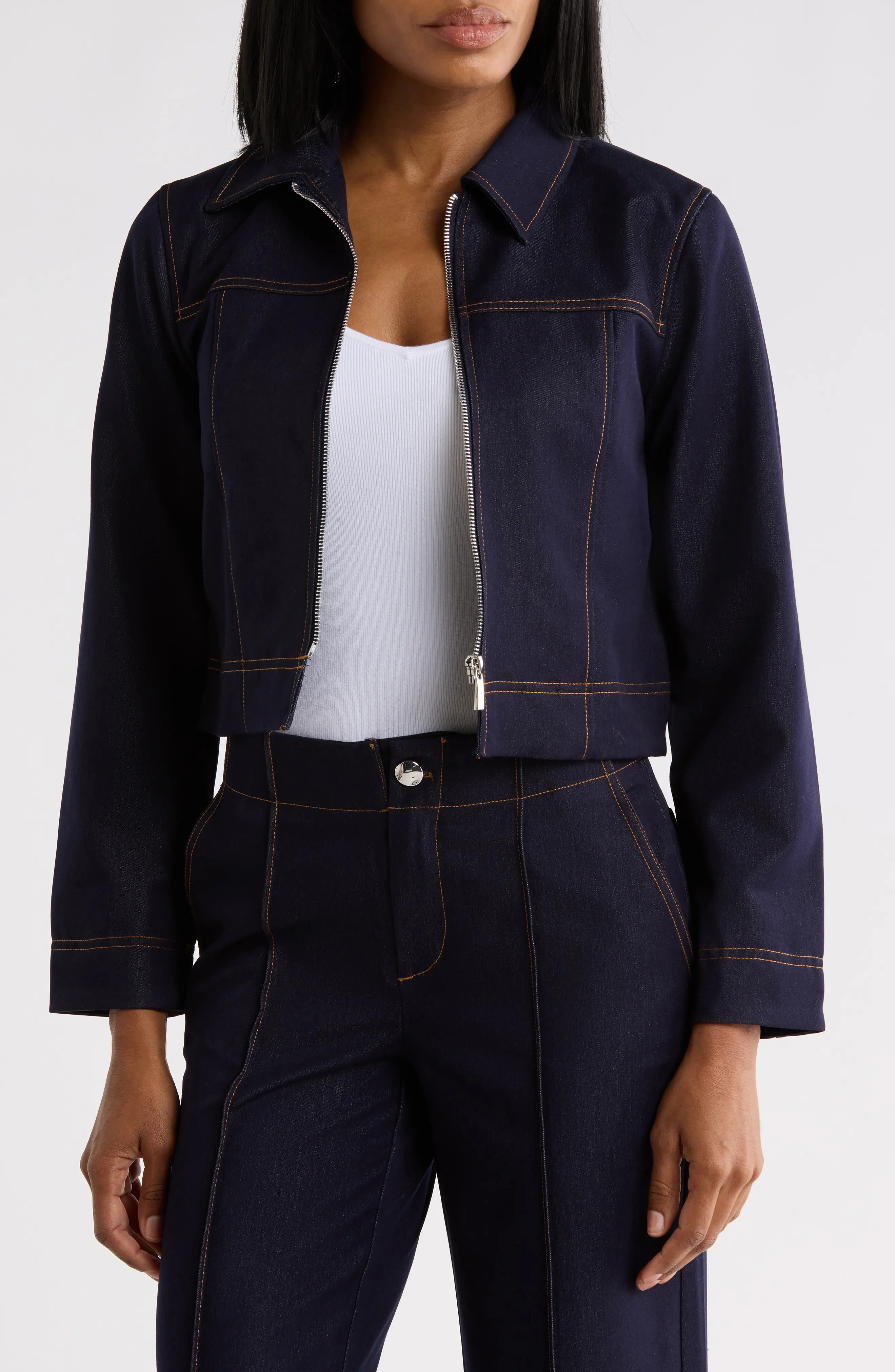 T Tahari Denim Cropped Jacket in Dark Wash at Nordstrom Rack, Size Medium | Nordstrom Rack