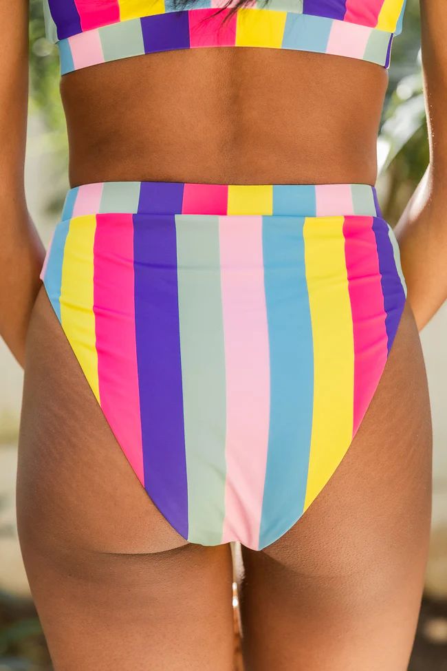 Rainbow Dreams Rainbow Stripe High Waisted Bikini Bottoms | The Pink Lily Boutique