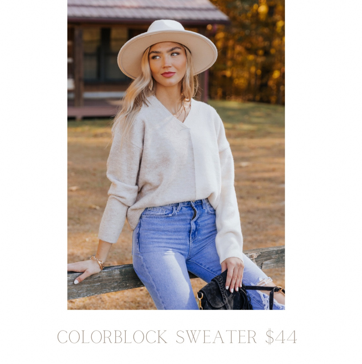 Colorblock sweater only $44!