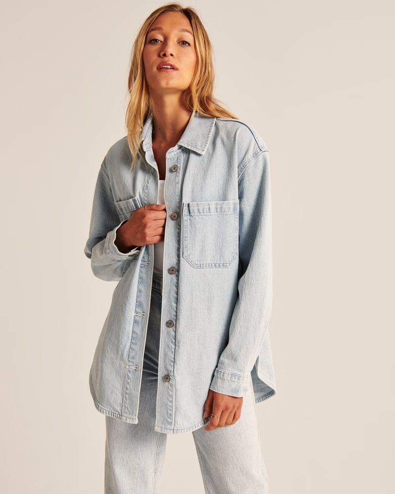 Women's Denim Shirt Jacket | Women's New Arrivals | Abercrombie.com | Abercrombie & Fitch (US)