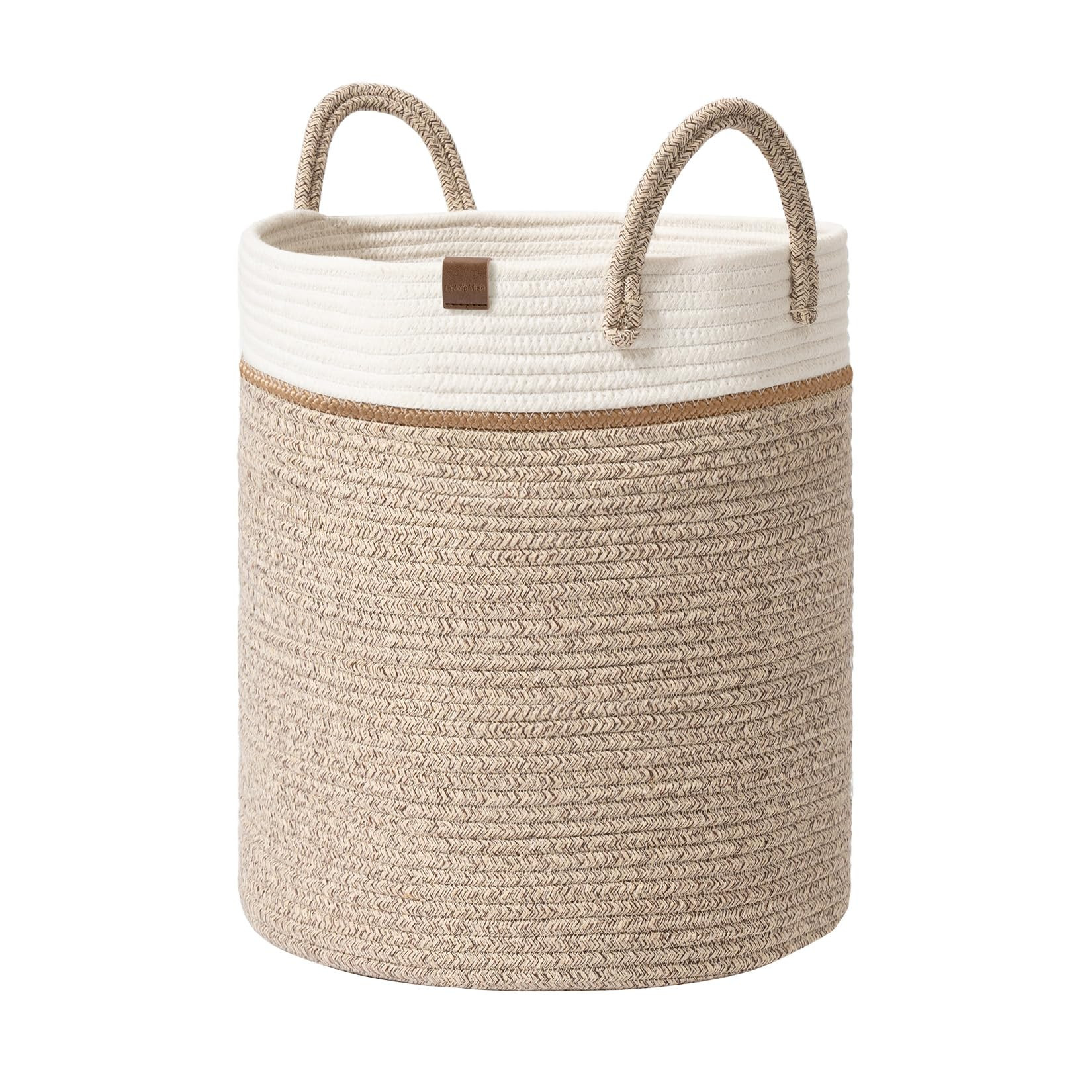 La Jolíe Muse Large Storage Basket - Cotton Rope Laundry Basket with Handle for Diaper Blanket T... | Amazon (UK)