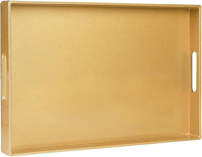 Gold Decorative Tray for Coffee Table, Serving Tray with Handles | Amazon (US)