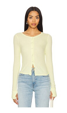 Michael Lauren Vesca Snap Front Tee in Butter Yellow from Revolve.com | Revolve Clothing (Global)