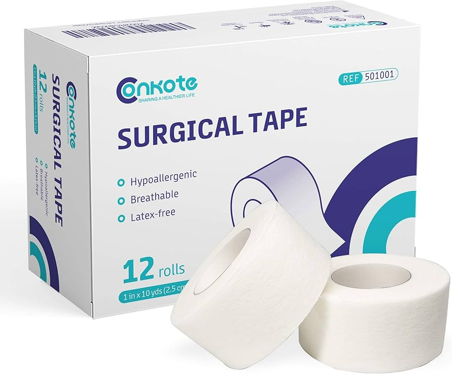 Conkote Soft Paper Surgical Tape 1" x 10 Yards, Gentle Adhesion and Hypoallergenic, 12 Rolls | Amazon (US)