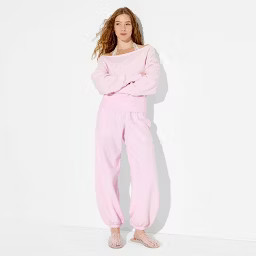 Women's Mid-Rise Oversized Joggers - Wild Fable\u2122 Light Pink S | Target