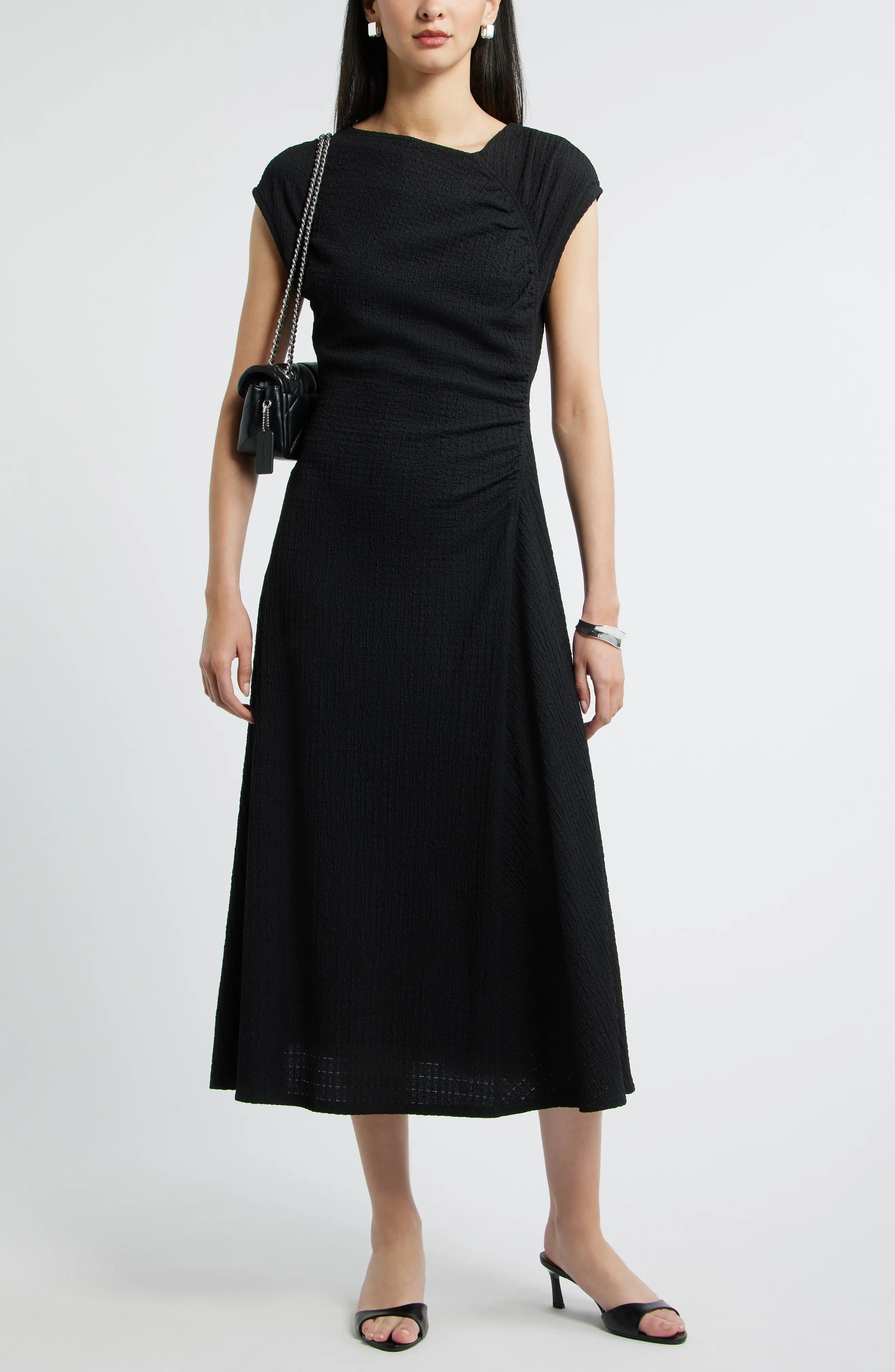 Textured Ruched Midi Dress (Women) | Nordstrom | Nordstrom