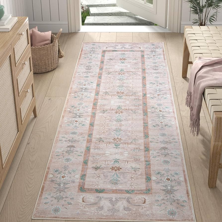 JINCHAN Antibacterial Runner 2x6 Area Rug Hallway Indoor Washable Vintage Rug Living Room Floral ... | Amazon (CA)