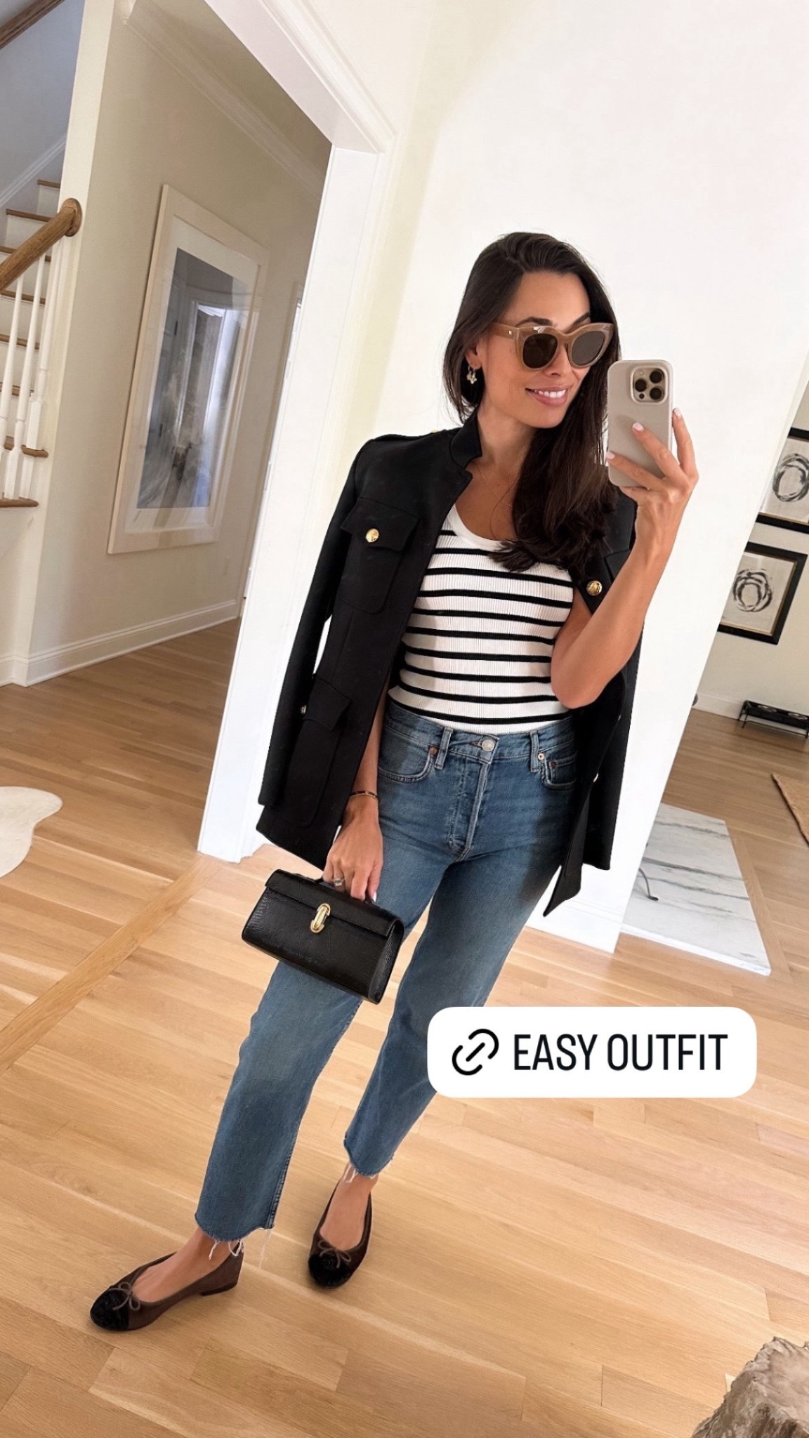 Everyday outfit, classic style, denim jeans, Kat Jamieson style. Chanel velvet ballet flats. 

#LTKSaleAlert #LTKSeasonal #LTKootd