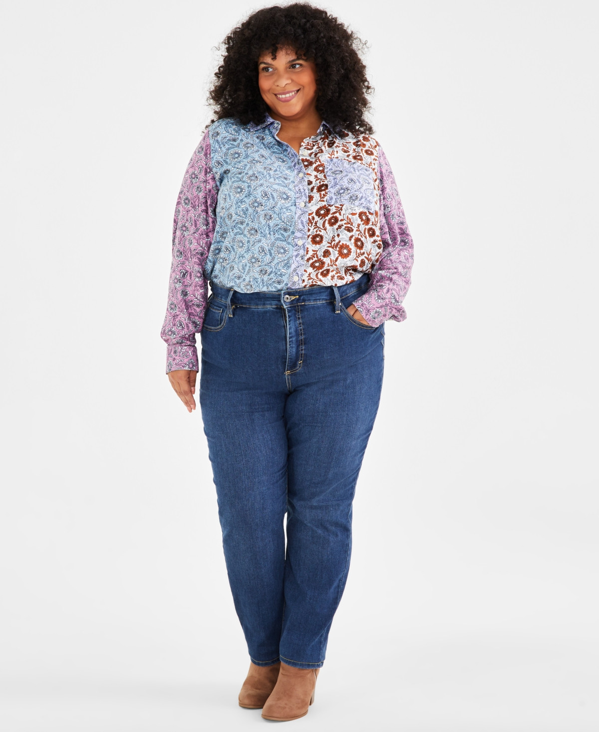 Style & Co Plus Size High-Rise Straight-Leg Jeans, Exclusively at Macy's - Moddy Blue | Macy's