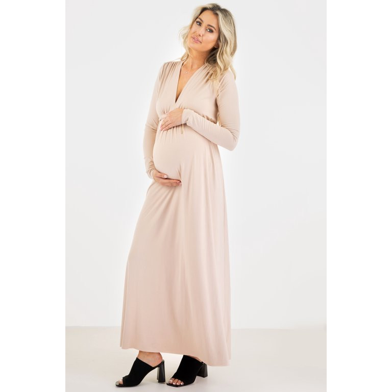 Women's Long Sleeve Maternity Dress with Waist Tie | Walmart (US)