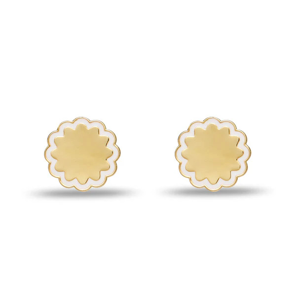 GOLD SCALLOPED COIN STUD EARRINGS | LELE SADOUGHI