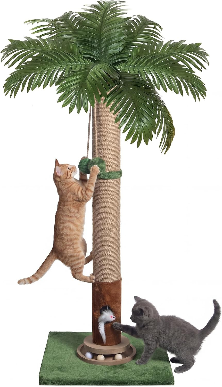 Cat Scratching Post 35'' Tall with Toy Mouse for Indoor Cats, Green | Amazon (US)