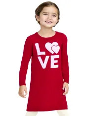 Baby And Toddler Girls Long Sleeve Valentine's Day Flip Sequin Love Knit Sweater Dress | The Chil... | The Children's Place