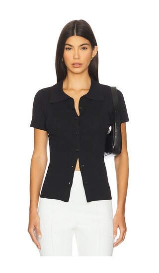 Kelia Button Up Top in Black | Revolve Clothing (Global)