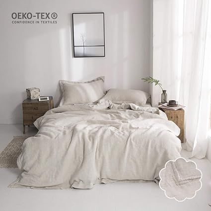 Simple&Opulence 3 Piece Solid 100% Linen Duvet Cover Set (King, Linen) | Amazon (US)