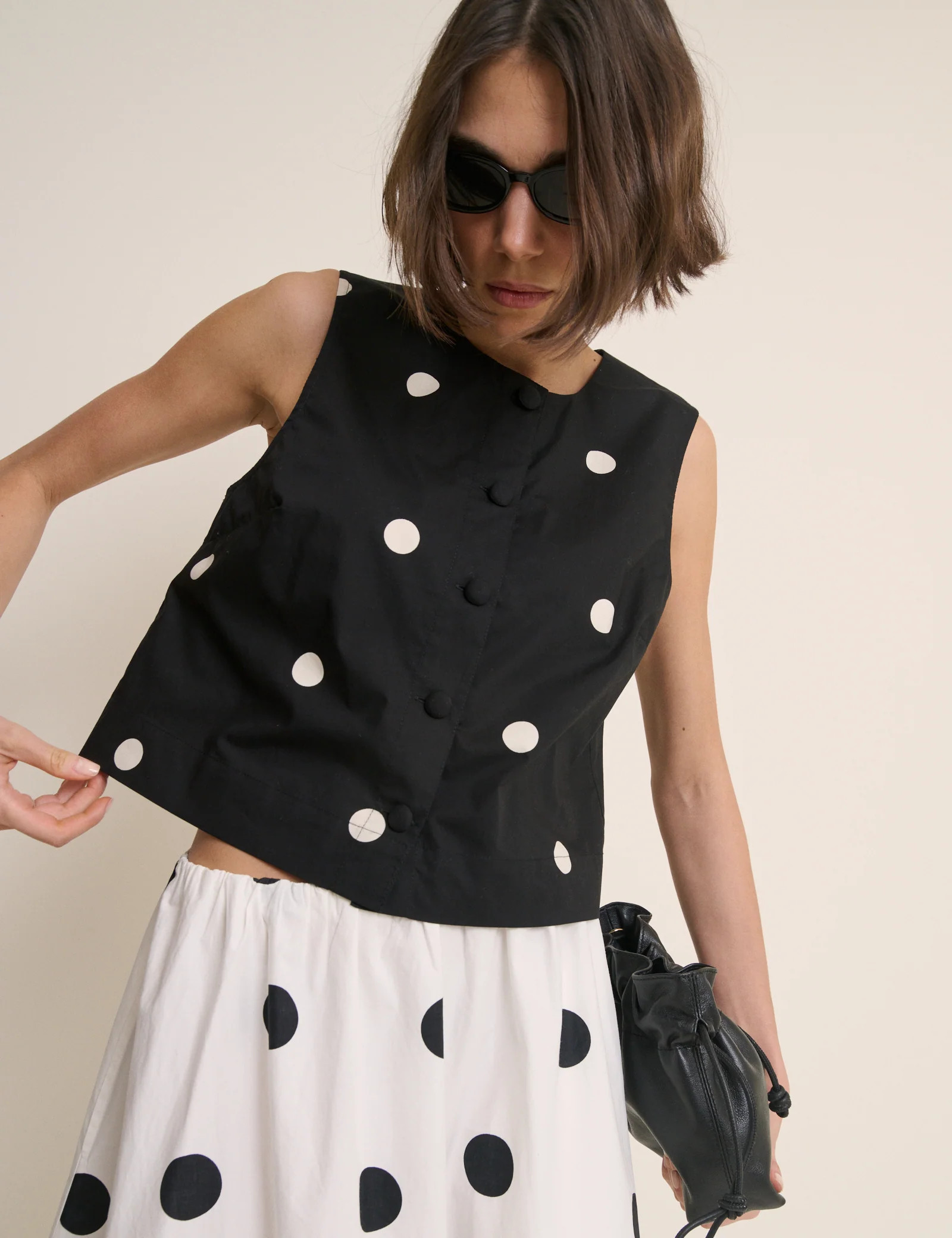 Black Polka Dot Button Front Top | Nobody's Child