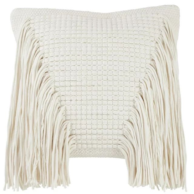 Wanda June Home Jersey Knit Fringe Pillow, 1 Piece, White, 18"x18" by Miranda Lambert | Walmart (US)