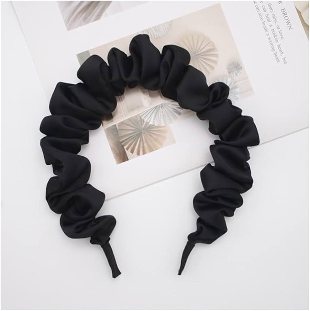 Satin Headband for Women Ruched Headband Antislip Pleated Hair Hoop Fashion Retro Fashion Hair Ho... | Amazon (US)
