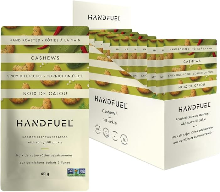 Handfuel Spicy Dill Pickle Cashews, Hand Roasted Salted Cashews, 7g of Protein, Proudly Canadian ... | Amazon (CA)