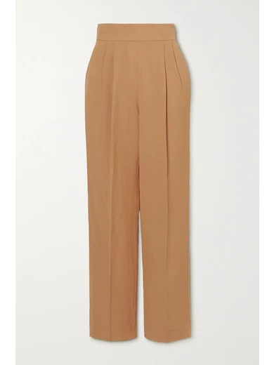 USISI SISTER - Flora Pleated Woven Straight-leg Pants - Camel | NET-A-PORTER (US)